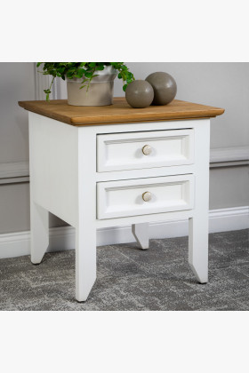 Provença Nachttisch Kiefernholz weiß-braun mit 2 Schubladen